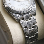 ULTRA RARE Hand-Engraved Rolex DateJust41 "White Roman" Ref 126300 (1 of 1)